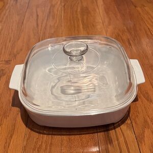 White Corningware Casserole Dish with Lid